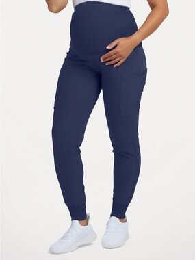 Landau Navy 3-Pocket Rib Knit Waistband Cargo Maternity Jogger